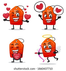 vector illustration of tag mascot or character collection set with love or valentine or love theme