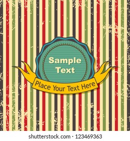 vector illustration of tag with ribbon in retro background