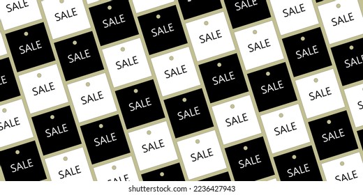 Ilustración vectorial. Etiquetas en blanco y negro, etiquetas con la inscripción "venta". Para materiales publicitarios, anuncios, afiches, carteles, pancartas. Venta, descuento, promoción