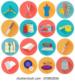 Vector illustration of tailor icons. Collection for hobby and professional stuff.