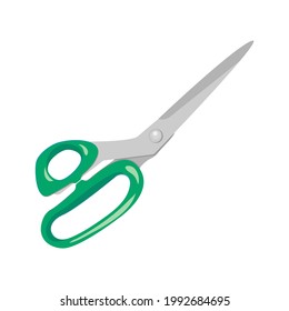 Vector illustration of tailors large fabric scissors isolated on white background.