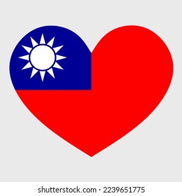 Vector illustration of the Taiwan flag with a heart shaped isolated on plain background. I love Taiwan. Happy Independence Day