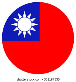 Vector illustration Taiwan flag vector icon. Round national flag of Taiwan. Taiwan flag button