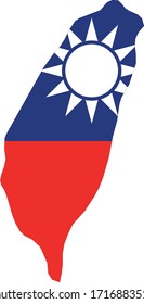 ilustración vectorial del mapa de Taiwán con bandera