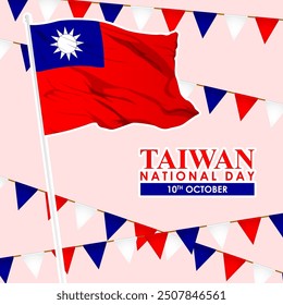 Vector illustration of Taiwan National Day social media feed template