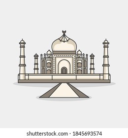 vector illustration of Taj Mahal buildings in india