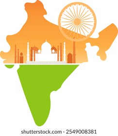 "Vector Illustration of Taj Mahal with Indian Emblem on Transparent Background"