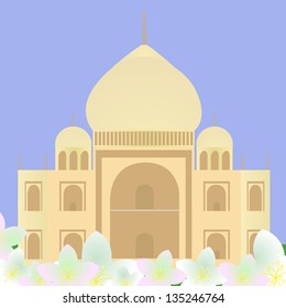 vector illustration of Taj Mahal with lotuses Vector de stock