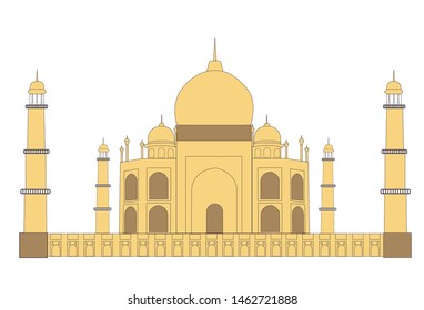 Vector illustration of Taj Mahal on white artboard. Taj Mahal vector.