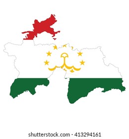 Vector illustration of Tajikistan flag map.
