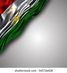 vector illustration of tajikistan  waving silky flag isolated on gray background, can be used in many topic like national day, independence day