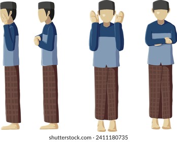 ilustración vectorial del movimiento de oración takbir levantando manos