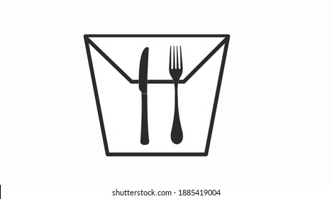 Vector Illustration of a Take Away Box with Cutlery Icon