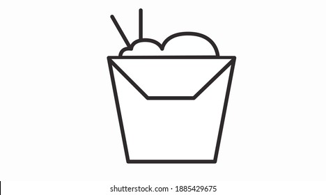 Vector Illustration of a Take Away Box with Chopsticks. Asian Food Take Away Icon