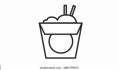 Vector Illustration of a Take Away Box with Chopsticks. Asian Food Take Away Icon