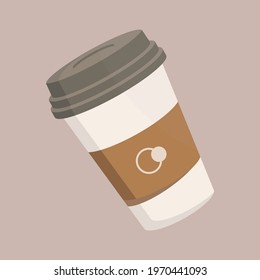 Vector illustration of a take away coffee cup. coffee cup illustration isolated on soft color background. coffee cup vector or illustration art. can be used print, template, design element