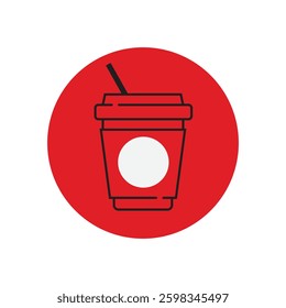 Vector illustration of a take away coffee cup, Drawing for drink and beverage menu or cafe design