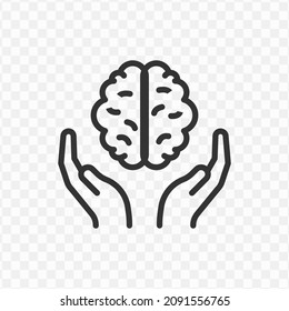 Vector illustration of take care of the brain icon in dark color and transparent background(png).