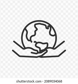 Vector illustration of take care of the earth icon in dark color and transparent background(png).