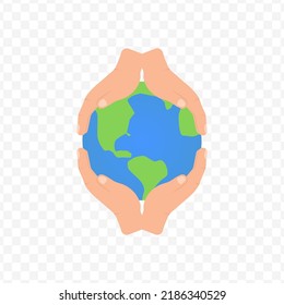 Vector illustration of take care of the earth. Colored vector for website design .Simple design on transparent background (PNG).
