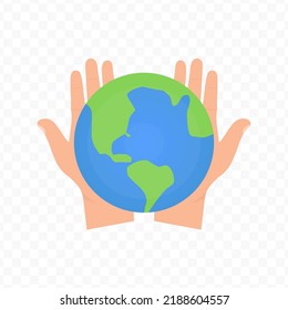 Vector illustration of take care of the earth. Colored vector for website design .Simple design on transparent background (PNG).