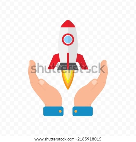 Vector illustration of take care of the rocket. Colored vector for website design .Simple design on transparent background (PNG).