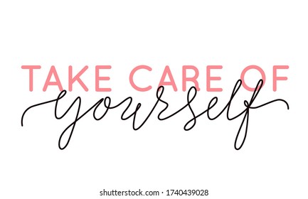 Vector Illustration Take Care Yourself Lettering Stock Vector (Royalty ...