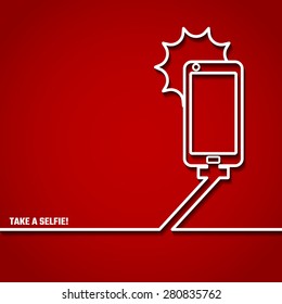 Vector Illustration of Take a Selfie Concept in Outline for Design, Website, Background, Banner. Modern Photo and Phone silhouette Element for Inforgaphic Template. monopod Icon