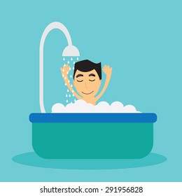 Vector Illustration. Take Shower Happy.