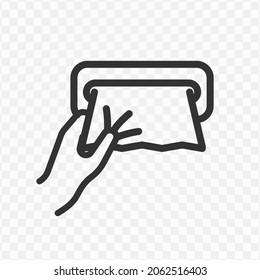 Vector illustration of take a tissue icon in dark color and transparent background(png).