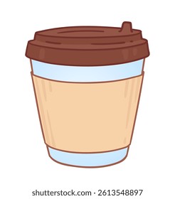 Vector illustration of a takeaway coffee cup with lid and cardboard sleeve