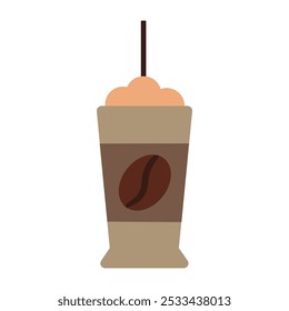 Vector illustration of takeaway coffee for two in solid cartoon style. Coffee-themed event, a cafe menu element. Latte, Espresso, Americano, Cappuccino, Flat, Mocha, Irish, Turkish Coffee