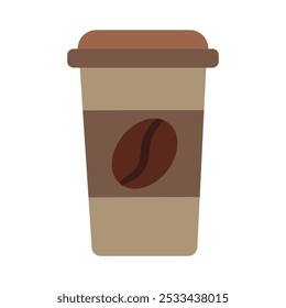 Vector illustration of takeaway coffee for two in solid cartoon style. Coffee-themed event, a cafe menu element. Latte, Espresso, Americano, Cappuccino, Flat, Mocha, Irish, Turkish Coffee