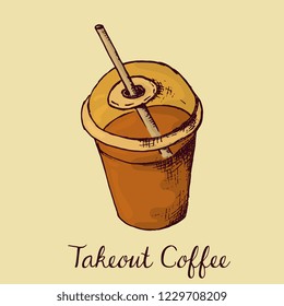 Vector Illustration of  Takeout Coffee Cup Sketch Style