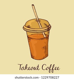 Vector Illustration of  Takeout Coffee Cup Sketch Style