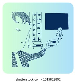 Vector illustration of taking medication
