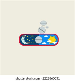 vector illustration of taking medicine day and night eps10