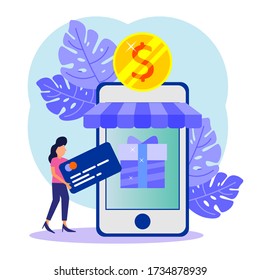 Vector illustration, taking money with ATM cards, finance, digital money market, cryptocoin wallet, stock exchange, online money transfer.