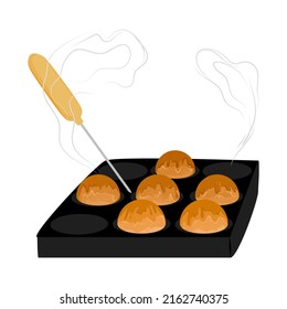 Vector illustration of Takoyaki. Japanese food.