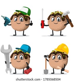 vector illustration of takoyaki mascot or character collection set with service or repair theme