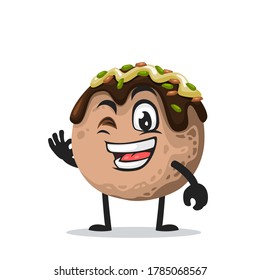 vector illustration of takoyaki mascot or character with nice hand