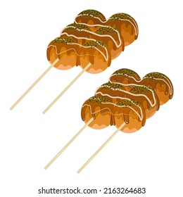 Vector illustration of Takoyaki. Octopus Balls, Japanese Food.