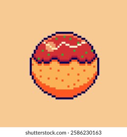 Vector Illustration of Takoyaki with Pixel Art Design, perfect for game assets themed designs