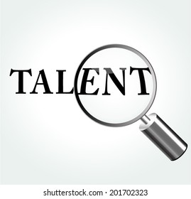 Vector illustration of talent concept with magnifying