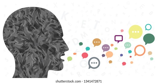 vector illustration of talking person and comments speech bubbles information spreading concept