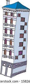 Ilustración vectorial de un edificio alto