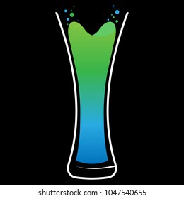 Vector illustration of a tall glass for summer cocktails. Alcohol cocktail in a beautiful glass. Logo icon glass for drinks.