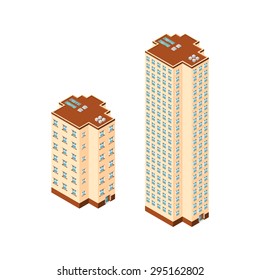 A vector illustration of tall modern apartment buildings.
Large vector apartment building Icon illustrations.
Building Icons for housing.