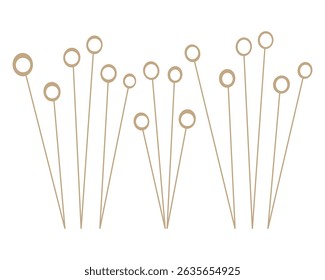 Vector illustration of tall thin stems with circular tips design.