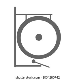 Vector illustration of tam tam isolated on a white background. Black and white. Percussion, musical instrument in flat style.